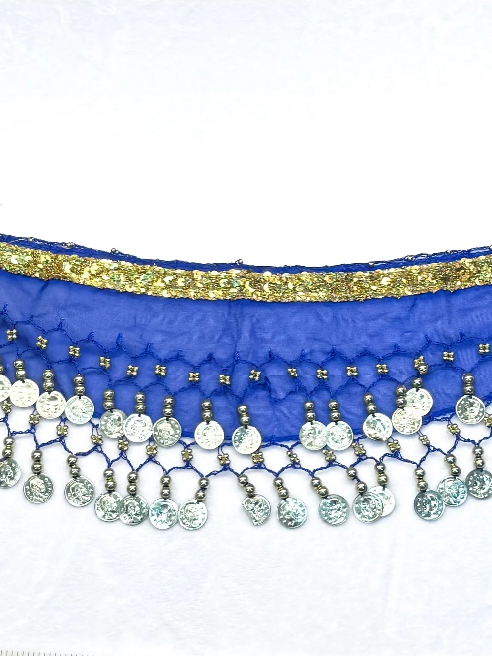 Blue Pet Belly Dance Coin Hip Scarf Costume Wrap